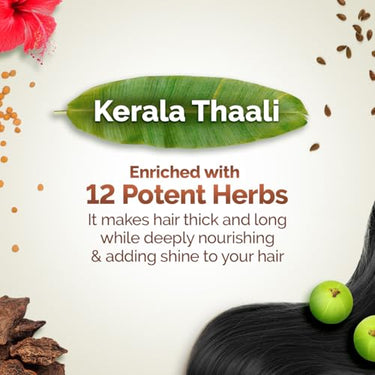 Mamaearth Kerala Thaali Hair Oil with Hibiscus, Bhringraj, Methi Dana & Amla for Thick & Long Hair - 150 ml | Stimulates Hair Growth | Nourishing Thali | 100% Natural Herbs | 12 Potent Herbs